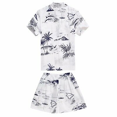  Matching Father Son Hawaiian Luau Outfit Men Shirt Boy Shirt  Only Classic White Flamingo S-10 : Clothing, Shoes & Jewelry